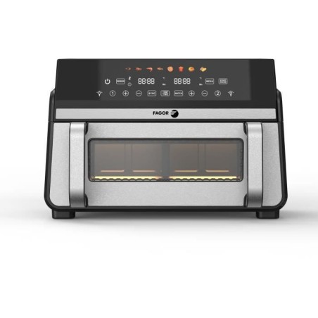 FAGOR Ölfreie Fritteuse – Airfryer FG10AF – Fassungsvermögen 11 l – Doppelte 5,5-l-Tanks – Herausnehmbare Trennwand