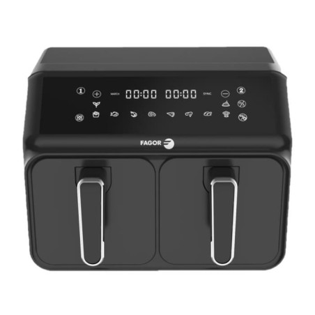 Airfryer 8L - FAGOR - Ölfreie Fritteuse 2 Tanks à 4L - 2200W - 8 Programme - Schwarz
