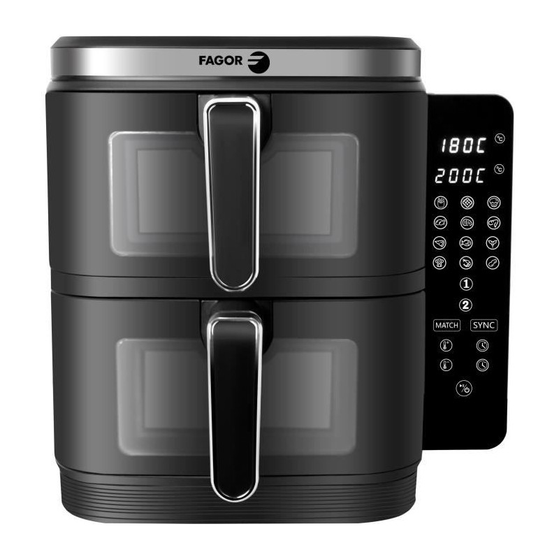 FAGOR oil-free fryer - Airfryer FGD11 - Capacity 11L - Double tanks 5.5 L - 12 cooking programs - 2800W