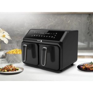 Airfryer 8L - FAGOR - Ölfreie Fritteuse 2 Tanks à 4L - 2200W - 8 Programme - Schwarz