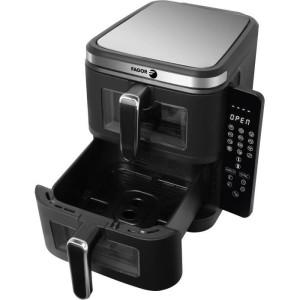FAGOR Ölfreie Fritteuse - Airfryer FGD11 - 11 l Fassungsvermögen - Doppelter 5,5-l-Tank - 12 Kochprogramme - 2800 W