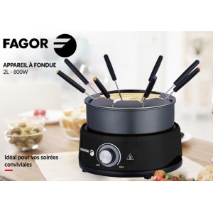 FAGOR Fondue-Set – FGFD8 – 1,6 l Fassungsvermögen – Für bis zu 8 Personen – Einstellbares Thermostat – 800 W