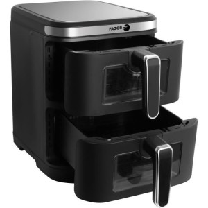 FAGOR Ölfreie Fritteuse - Airfryer FGD11 - 11 l Fassungsvermögen - Doppelter 5,5-l-Tank - 12 Kochprogramme - 2800 W