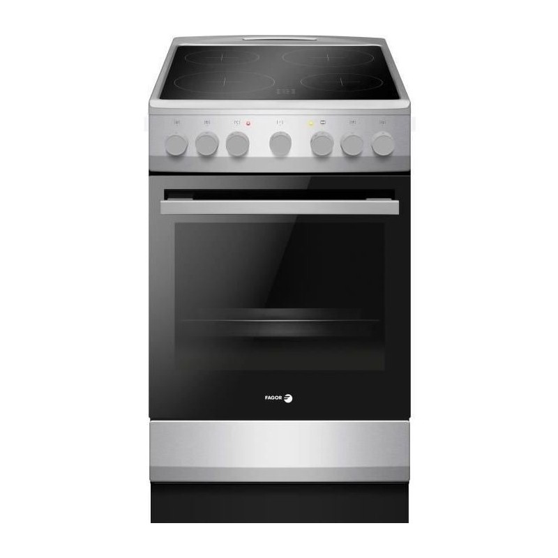 Cuisiniere vitrocéramique - FAGOR-FACV203S - 4 foyers - 62 L - 50 x 60 cm - Silver
