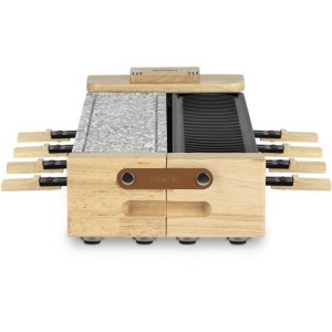 3-in-1-Raclettegerät WOD360 HKoeNIG: Raclette + Kochstein + Grill – 8 Personen – Kochfläche 41,5 x 21,2 cm – 1400 W