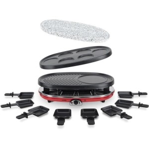 Appareil a raclette 4 en 1 HKoeNIG - RP418 - Juqu'a 8 personnes - 3 plaques interchangeables - Température réglable - 1500W