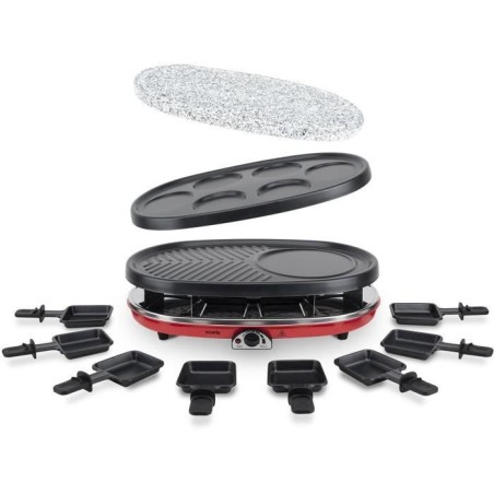 Appareil a raclette 4 en 1 HKoeNIG - RP418 - Juqu'a 8 personnes - 3 plaques interchangeables - Température réglable - 1500W