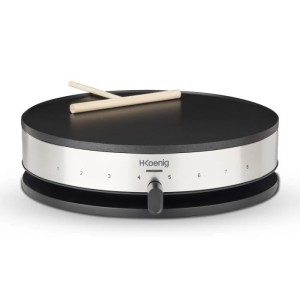 Crepiere HKoeNIG - KREP29 - Surface de cuisson 33cm - Revetement anti-adhésif - Température jusqu'a 230°C - 1300W - Bandeau I