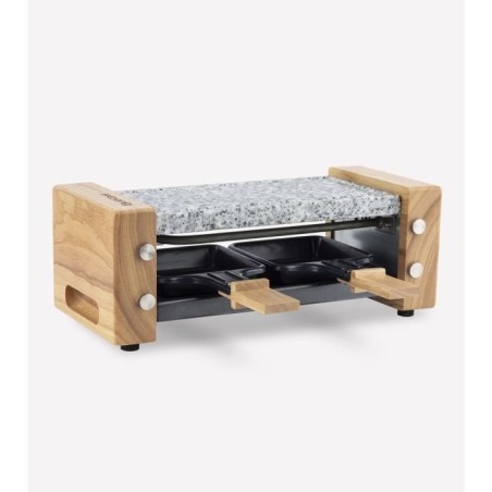 Appareil a raclette HKoeNIG - WOD2 - Jusqu'a 2 personnes - Pierre a cuire - Design Bois - 350W