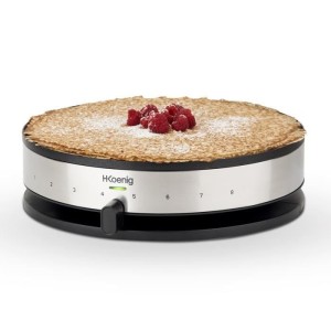 Crepiere HKoeNIG - KREP29 - Surface de cuisson 33cm - Revetement anti-adhésif - Température jusqu'a 230°C - 1300W - Bandeau I