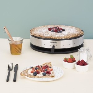 Crepiere HKoeNIG - KREP29 - Surface de cuisson 33cm - Revetement anti-adhésif - Température jusqu'a 230°C - 1300W - Bandeau I