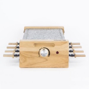 HKoeNIG Raclette-/Grillgerät – 8 Personen – Holzdesign – Kochfläche 38 x 19,5 cm – Leistung 1200 W