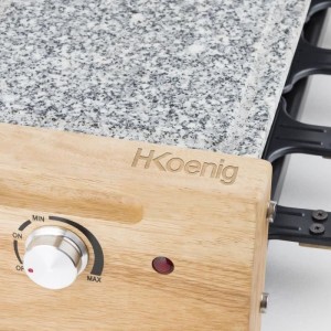 HKoeNIG Raclette-/Grillgerät – 8 Personen – Holzdesign – Kochfläche 38 x 19,5 cm – Leistung 1200 W