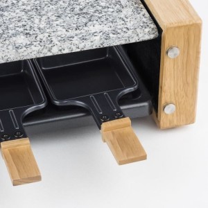 HKoeNIG Raclette-/Grillgerät – 8 Personen – Holzdesign – Kochfläche 38 x 19,5 cm – Leistung 1200 W