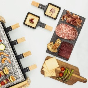 HKoeNIG Raclette-/Grillgerät – 8 Personen – Holzdesign – Kochfläche 38 x 19,5 cm – Leistung 1200 W