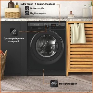 HOTPOINT NS11469FBKFR Frontlader-Waschmaschine – 11 kg – Induktion – L60cm – 1400 U/min – Klasse A – Schwarz