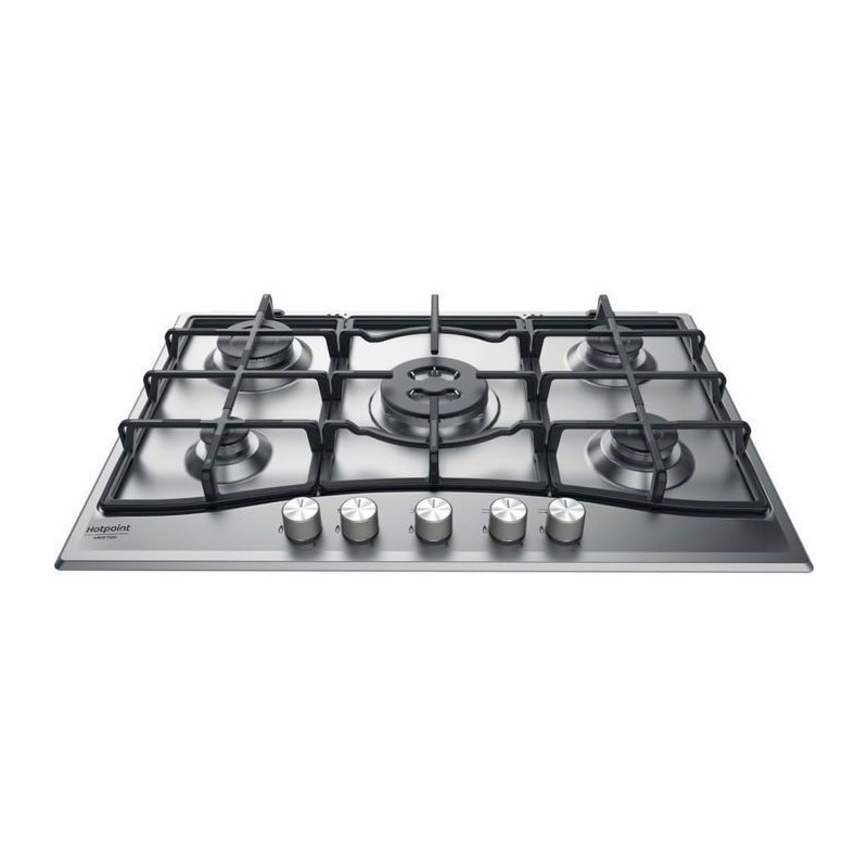 HOTPOINT PNN 751 IX Plaque de cuisson gaz - 5 foyers - 10,5kW - L75 x P51cm - Revetement inox - Inox