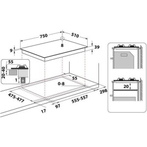 HOTPOINT PNN 751 IX - Gas cooktop - 5 burners - 10,5kW - L75 x D51cm - Stainless steel coating - Stainless steel