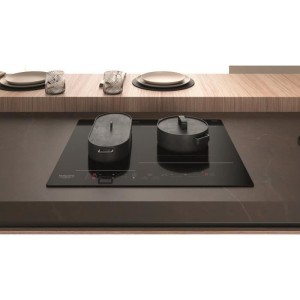 Table de cuisson induction - HOTPOINT - 3 zones - Zones modulables - L 59 x P 51 cm - HB2760BNE - 7200W total - Noir