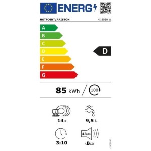 HOTPOINT HI5030W - Voll integrierter Geschirrspüler, 60 cm, 43 dB, 9,5 l, A +++