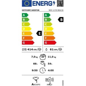 Lave-linge séchant HOTPOINT NDD11725BDAEU - 11 / 7 kg - Induction -...