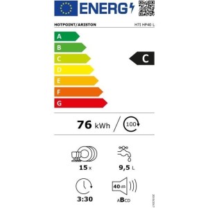 HOTPOINT H7IHP40L Vollintegrierter Geschirrspüler - 15 Maßgedecke - 40 dB - Klasse C - Maxi Space