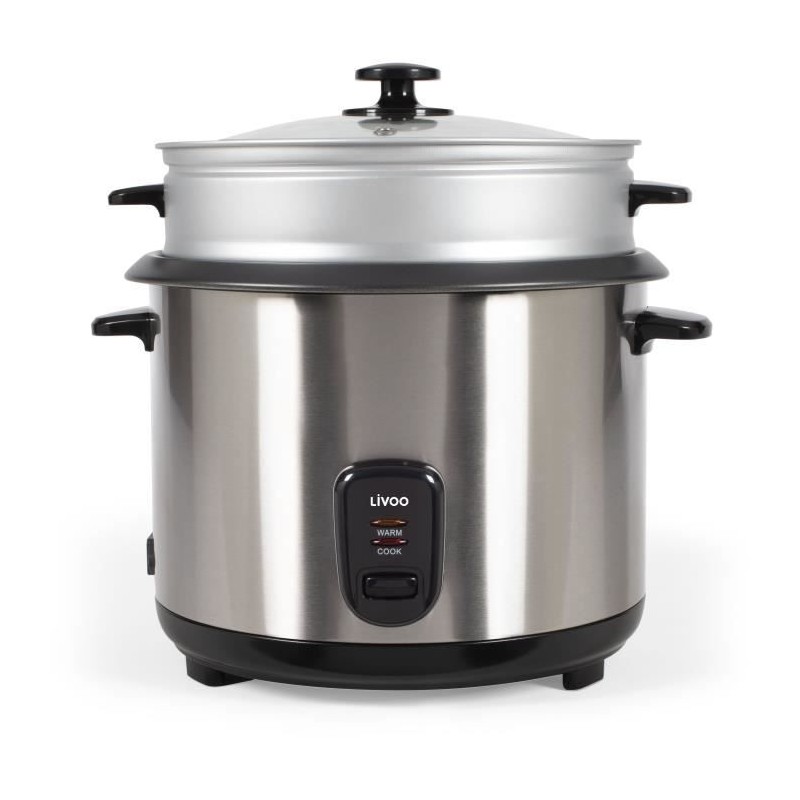 Cuiseur a riz et vapeur acier inoxydable - LIVOO - DOC293 - 1000W - 2,8L - Acier inoxydable - Maintien au chaud