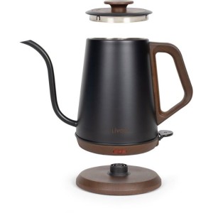 Bouilloire col de cygne - LIVOO - DOD206 - 1360 W -1 L - Socle 360° - Noir / Marron