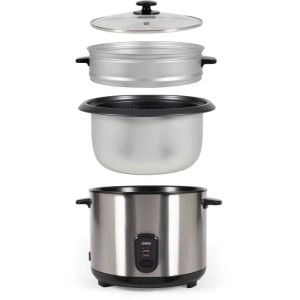 Cuiseur a riz et vapeur acier inoxydable - LIVOO - DOC293 - 1000W - 2,8L - Acier inoxydable - Maintien au chaud