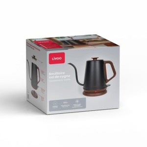 Bouilloire col de cygne - LIVOO - DOD206 - 1360 W -1 L - Socle 360° - Noir / Marron