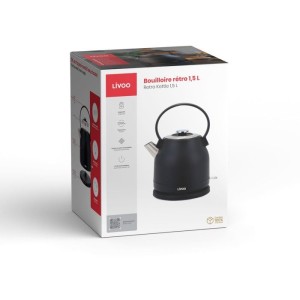 Bouilloire rétro - LIVOO - DOD202N - 2200 W - 1,5 L - Socle 360° - Noir