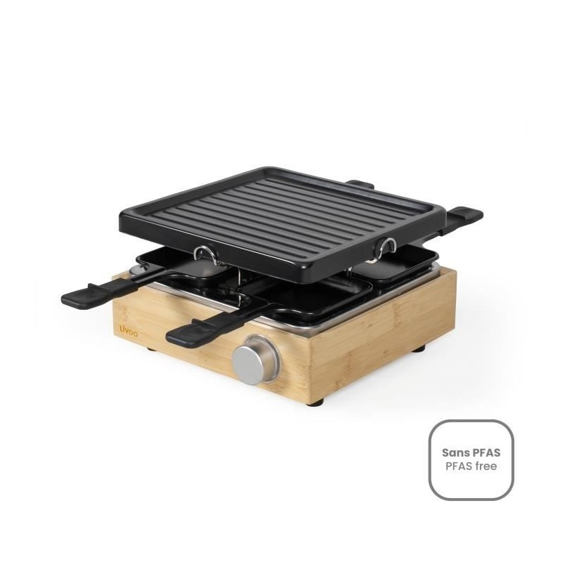 Appareil a raclette 4 personnes - LIVOO - DOC311 - 800W - 4 personnes - Plateau grill amovible antiadhésif - Thermostat ajustab