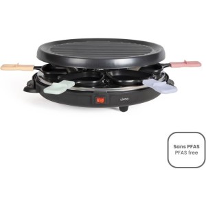 Raclette machine for 6 people - LIVOO - DOC207P - 800W - 6 people - Removable grill door - 6 spatulas and 6 fondue pots