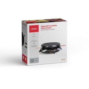Raclettegerät für 6 Personen - LIVOO - DOC207P - 800 W - 6 Personen - Abnehmbare Grilltür - 6 Spatel und 6 Fonduetöpfe