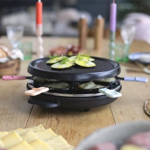 Raclettegerät für 6 Personen - LIVOO - DOC207P - 800 W - 6 Personen - Abnehmbare Grilltür - 6 Spatel und 6 Fonduetöpfe