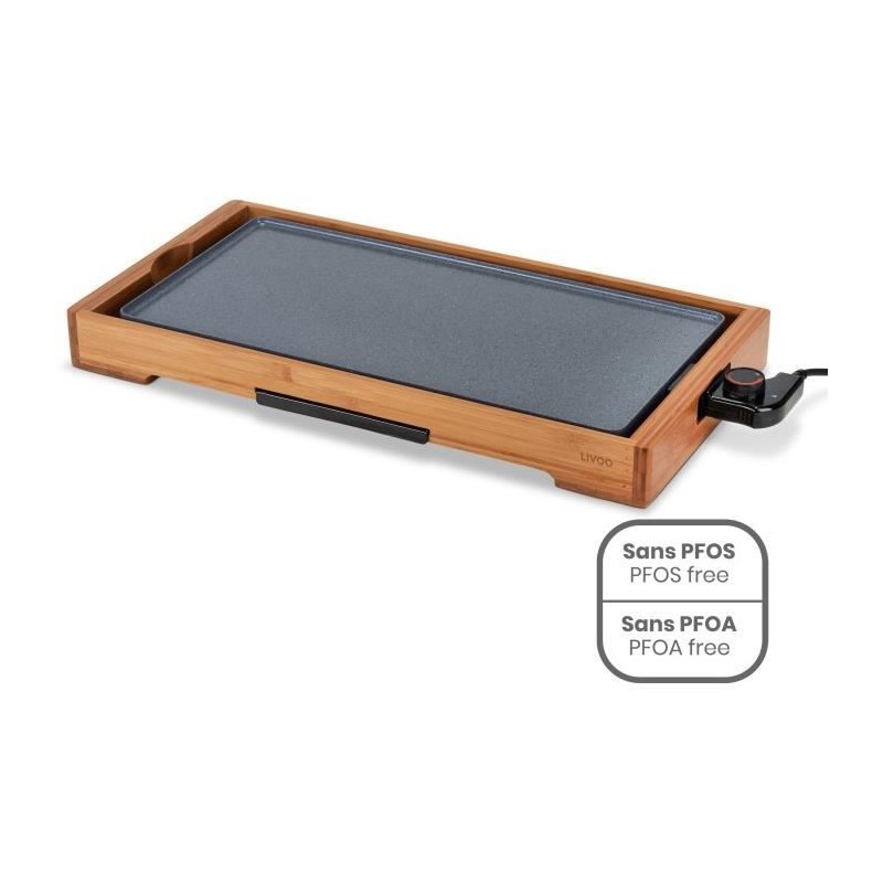 Plancha bambou revetement céramique - LIVOO - DOC322 - 2200W - Plaque amovible en fonte d'aluminium - Thermostat ajustable