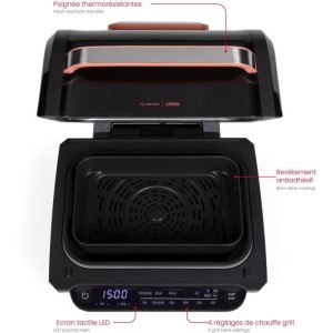 Friteuse sans huile et grill - LIVOO - Livoo x Marmiton - DOC305 - 6 L - 1500-1700 W - 2 en 1 - 8 programmes - 4 réglages de ch