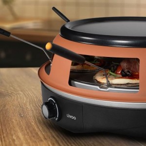 Four a pizza 6 personnes - LIVOO - DOC304 - 1200W - 6 personnes - Ø10 cm - Antiadhésif - 6 mini pelles et 1 emporte-piece incl