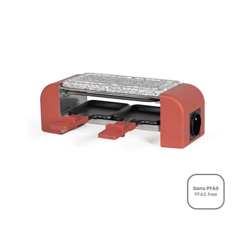 Raclette 2 personnes connectable - LIVOO - DOC310R - 450W - 2 personnes - Thermostat automatique - 2 spatules en bois et 2 caque