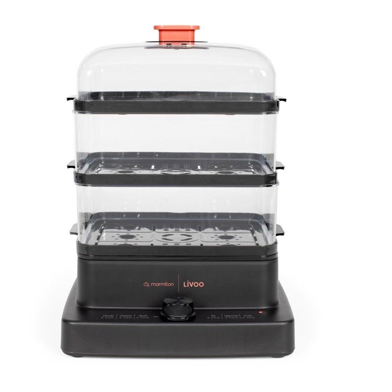Cuiseur vapeur - LIVOO x Marmiton - DOC300 - 1000 - 1200 W - 3 paniers vapeur - Capacité totale de 12L