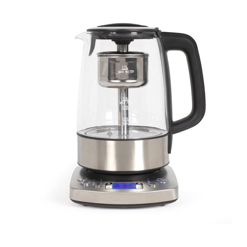 Bouilloire automatique - LIVOO - DOD209 - 2200 W - 1,7 L - 3 modes d'infusion préréglés - Verre / Acier inoxydable