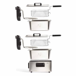 LIVOO DOC217 Doppelfritteuse 2 x 3 L Edelstahl 3300W - Schwarz + Grau