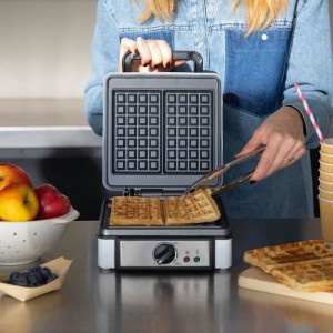 Waffeleisen mit regelbarem Thermostat - LIVOO - DOP206 - 1200W - 2 Waffeln - Antihaftbeschichtung - Oberfläche 14,5 x 17,5 cm -