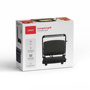 LIVOO DOC232G - Kompaktgrill - 23x15cm - Antihaftbeschichtung - Heizkontrollleuchte - Verstellbares Scharnier