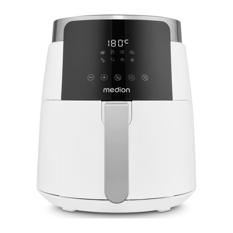 Heißluftfritteuse - MEDION - MD13030 - Digital - Airfryer - 1500 Watt - 60 Min. Timer - Bis 200°C - 4,7 L - Weiß
