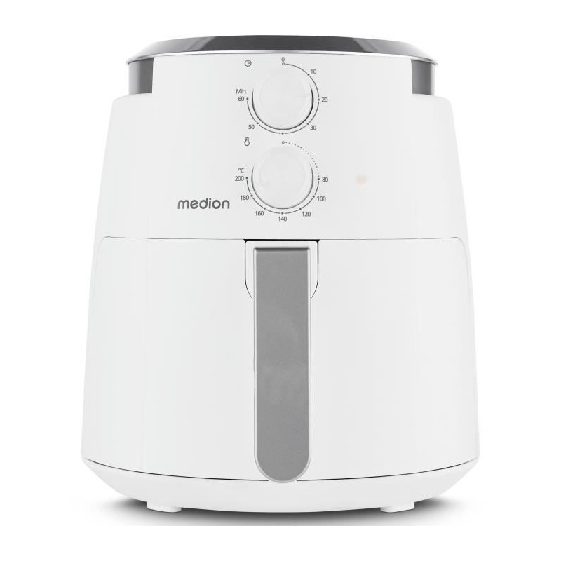 Friteuse a air chaud - MEDION - MD13020 - Airfryer - 1500 watts - Minuterie 60 min - Jusqu'a 200°C - 4,7 L - Blanc