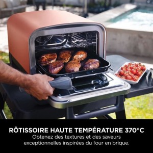 Elektrischer 8-in-1-Pizzaofen – NINJA – Holzfeuer – OO101EU – Pro-Heat-Platte – Pizzastein – 6 Einstellungen
