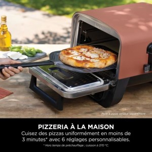 Elektrischer 8-in-1-Pizzaofen – NINJA – Holzfeuer – OO101EU – Pro-Heat-Platte – Pizzastein – 6 Einstellungen
