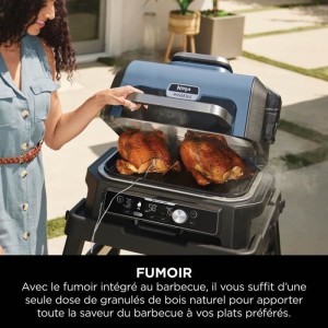 Elektrogrill mit Räucherofen und Thermosonde – NINJA – Woodfire Pro Connect XL – OG901EU – Holzfeuerpellets