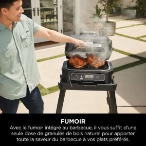 Elektrogrill und Smoker mit Thermometer – NINJA – Woodfire Pro XL – OG850EU – Outdoor-Grill und Heißluftfritteuse